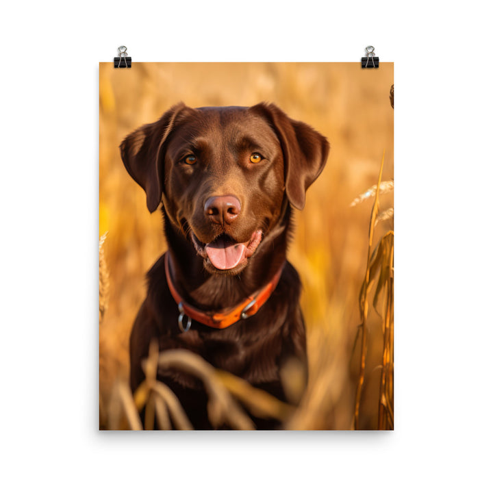 Labrador Retriever Posing in a Field Photo paper poster - PosterfyAI.com