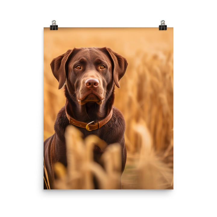 Labrador Retriever Posing in a Field Photo paper poster - PosterfyAI.com