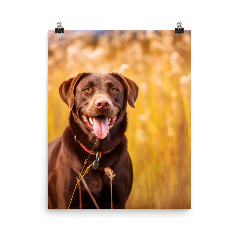 Labrador Retriever Posing in a Field Photo paper poster - PosterfyAI.com