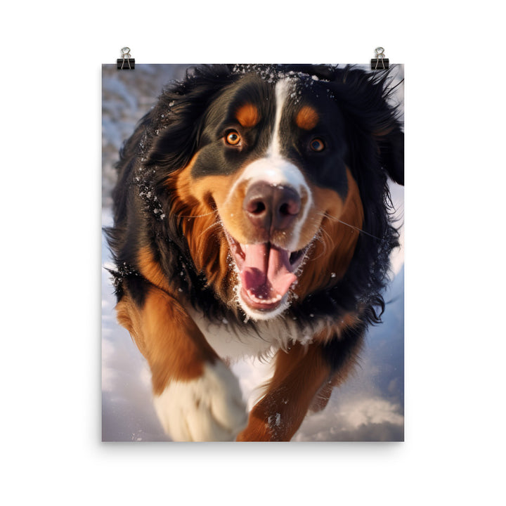 Happy Bernese Mountain Dog Photo paper poster - PosterfyAI.com