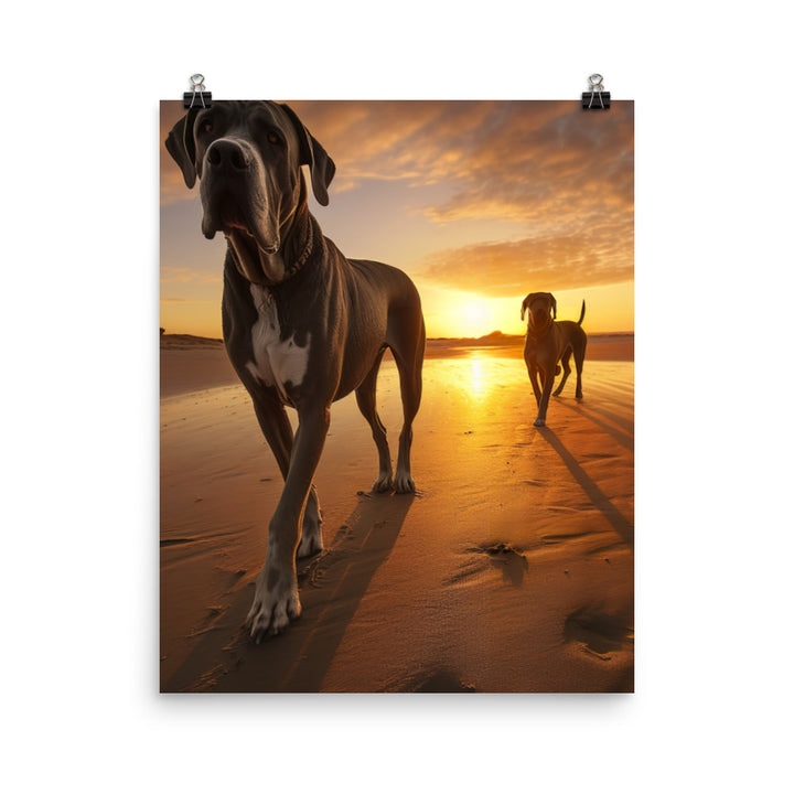 Great Danes at Sunset Photo paper poster - PosterfyAI.com