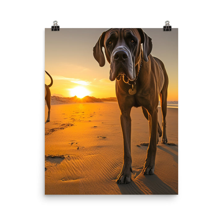 Great Danes at Sunset Photo paper poster - PosterfyAI.com