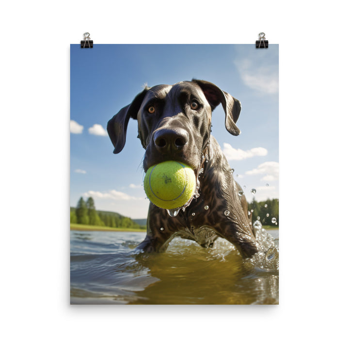 Great Dane at Play Photo paper poster - PosterfyAI.com