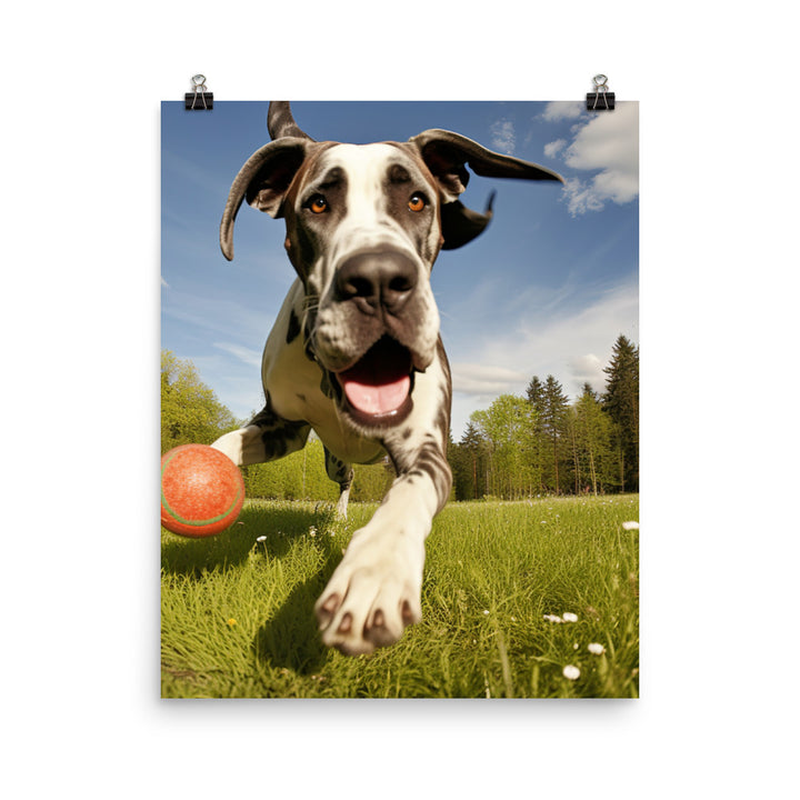 Great Dane at Play Photo paper poster - PosterfyAI.com