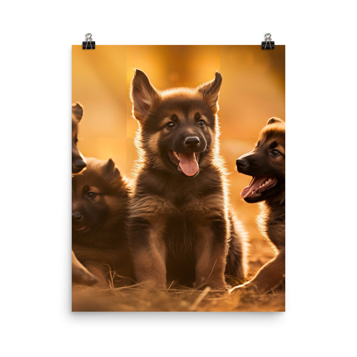 German Shepherd Puppies Photo paper poster - PosterfyAI.com