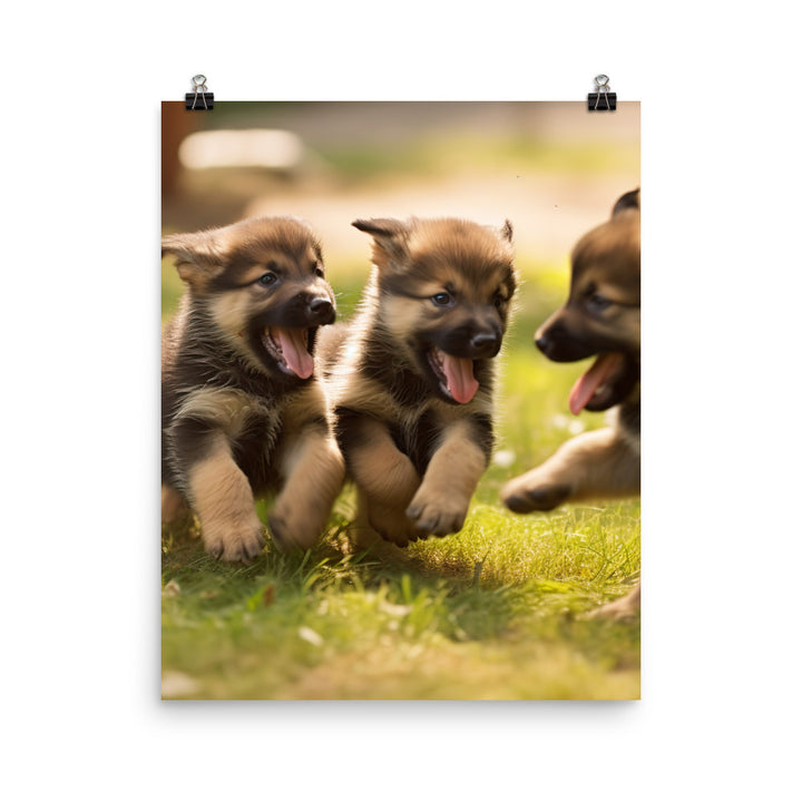 German Shepherd Puppies Photo paper poster - PosterfyAI.com