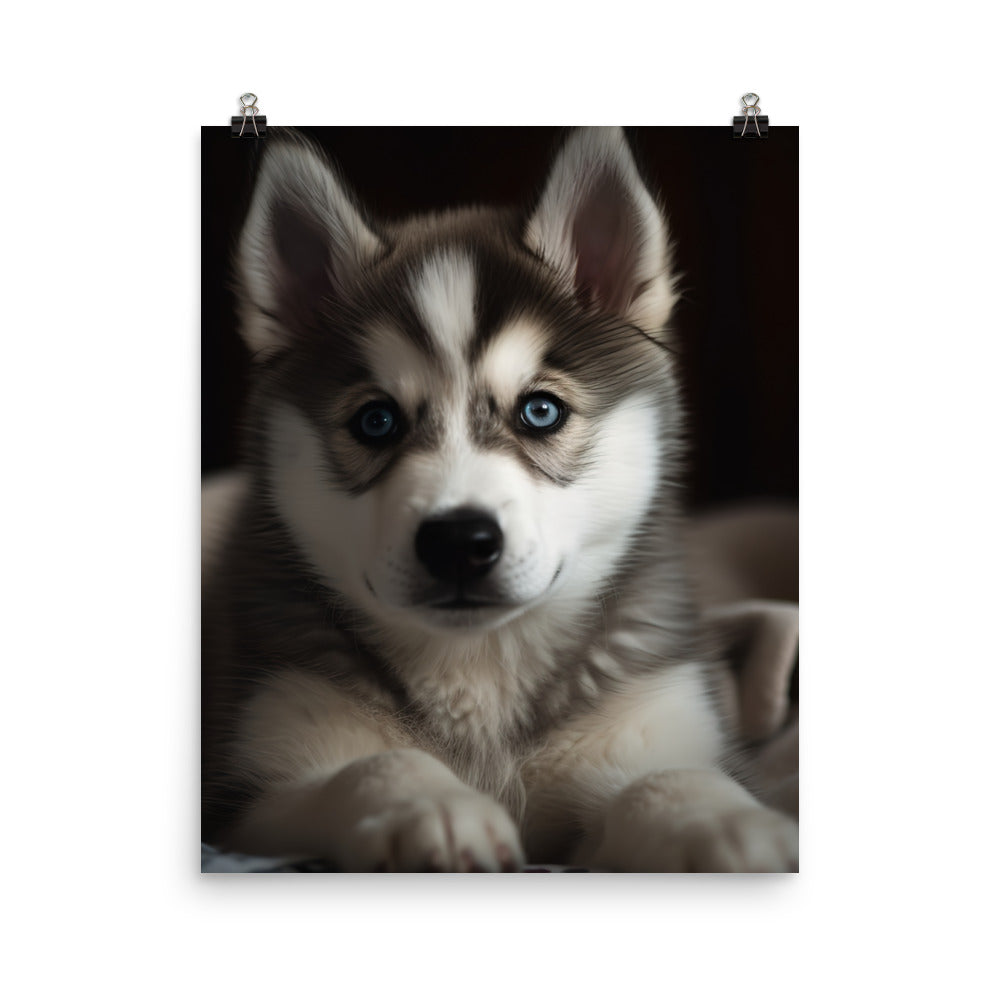 Gentle Alaskan Malamute Pup Photo paper poster - PosterfyAI.com