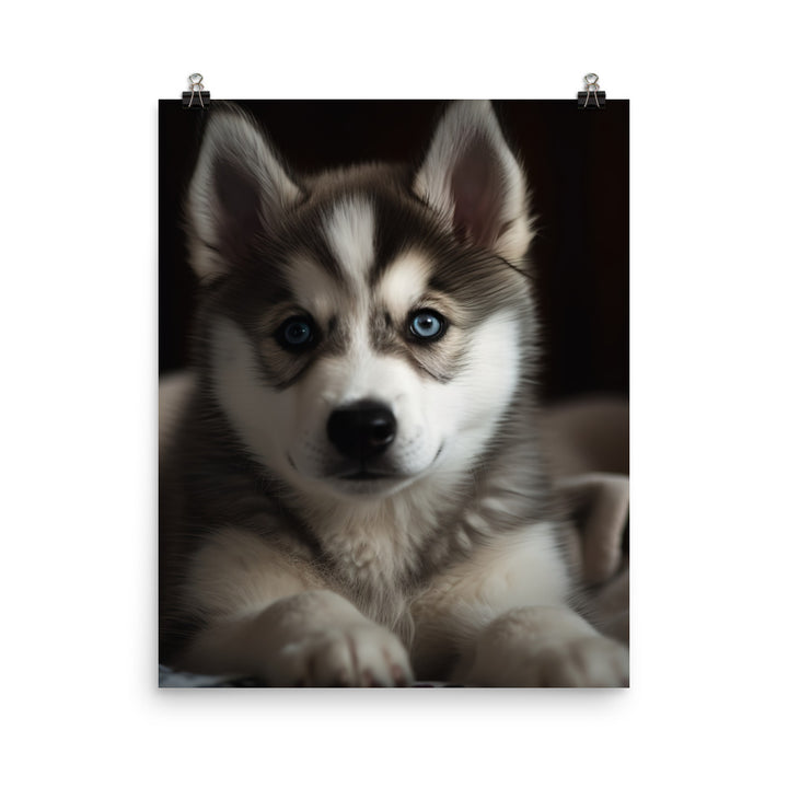 Gentle Alaskan Malamute Pup Photo paper poster - PosterfyAI.com