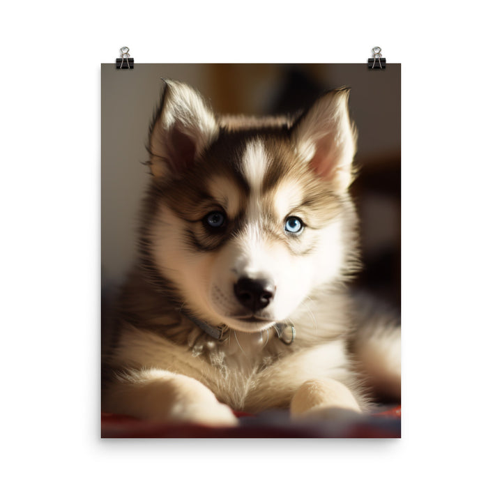 Gentle Alaskan Malamute Pup Photo paper poster - PosterfyAI.com