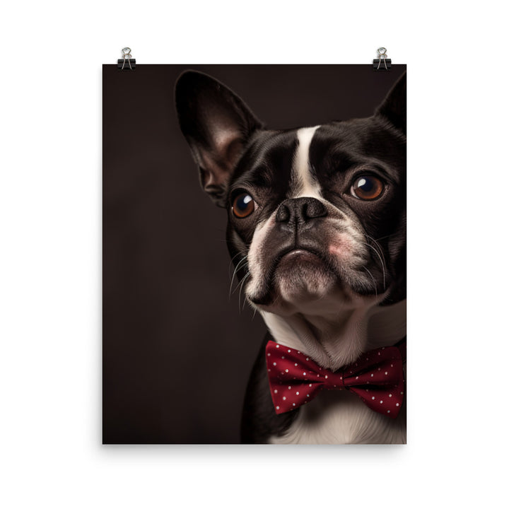 Elegant Boston Terrier Portrait Photo paper poster - PosterfyAI.com