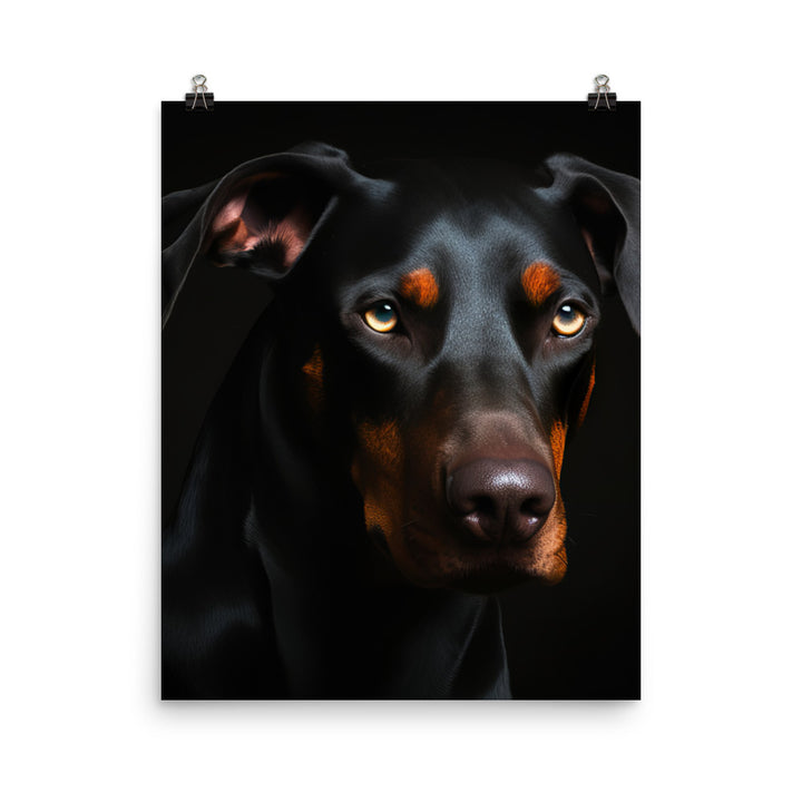 Doberman Pinschers piercing gaze Photo paper poster - PosterfyAI.com