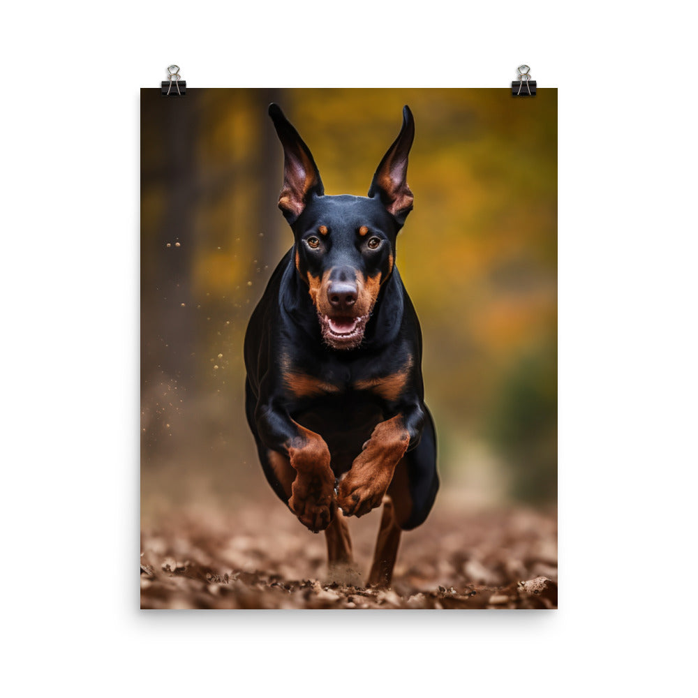 Doberman Pinschers love of running Photo paper poster - PosterfyAI.com