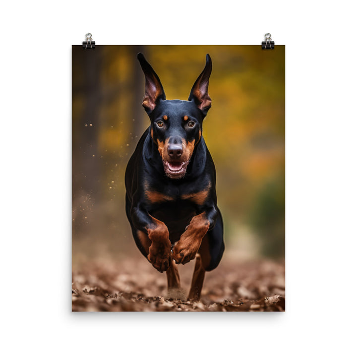Doberman Pinschers love of running Photo paper poster - PosterfyAI.com