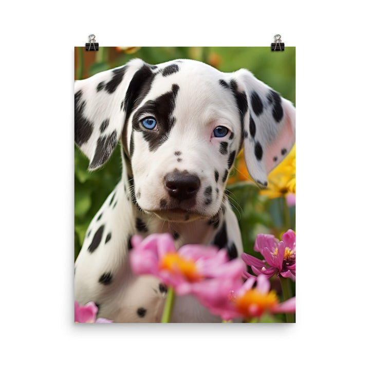 Dalmatian Pup in the Garden Photo paper poster - PosterfyAI.com