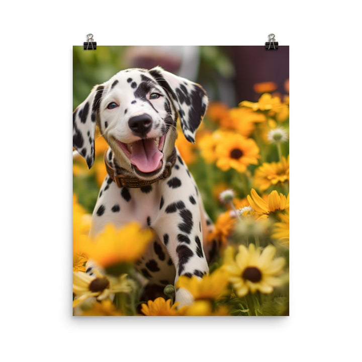 Dalmatian Pup in the Garden Photo paper poster - PosterfyAI.com