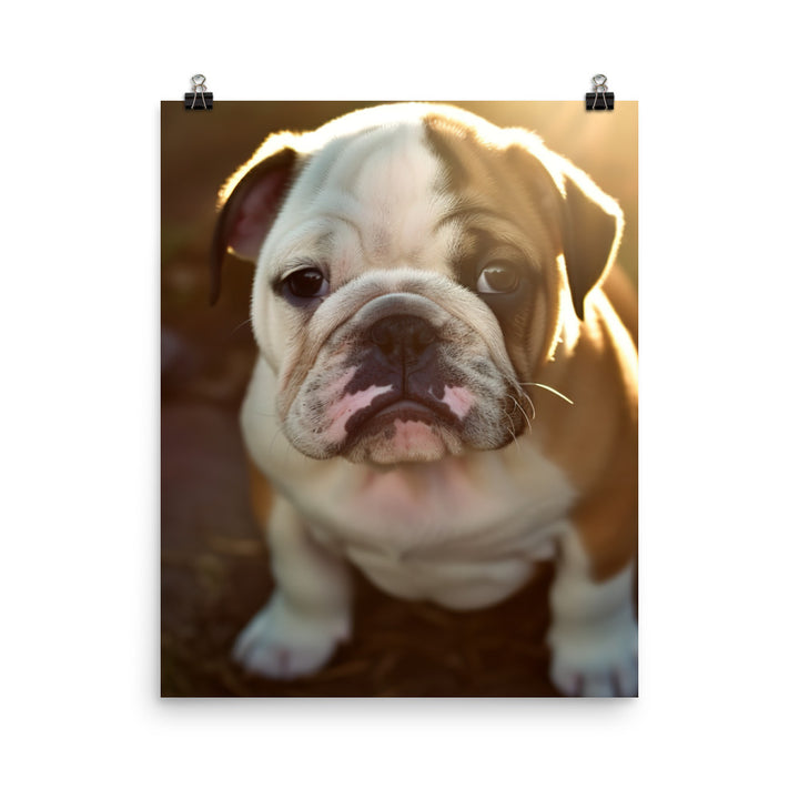 Cute Bulldog in the Sun Photo paper poster - PosterfyAI.com