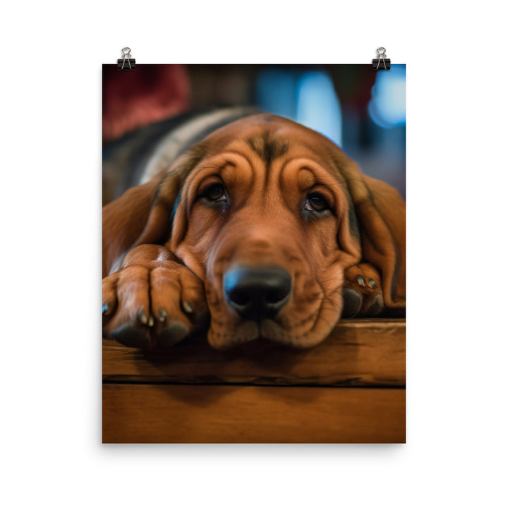 Cuddles with a Bloodhound Photo paper poster - PosterfyAI.com