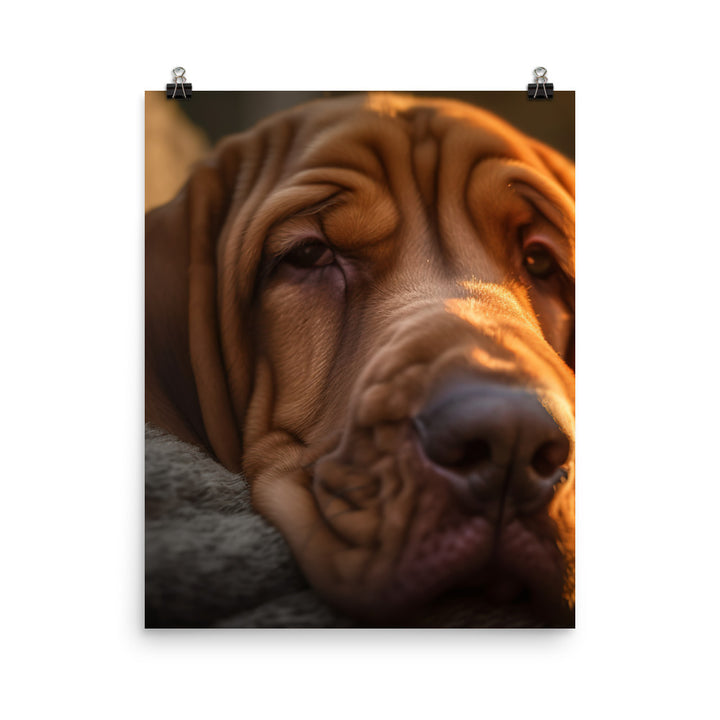 Cuddles with a Bloodhound Photo paper poster - PosterfyAI.com