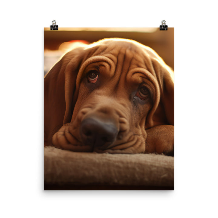 Cuddles with a Bloodhound Photo paper poster - PosterfyAI.com