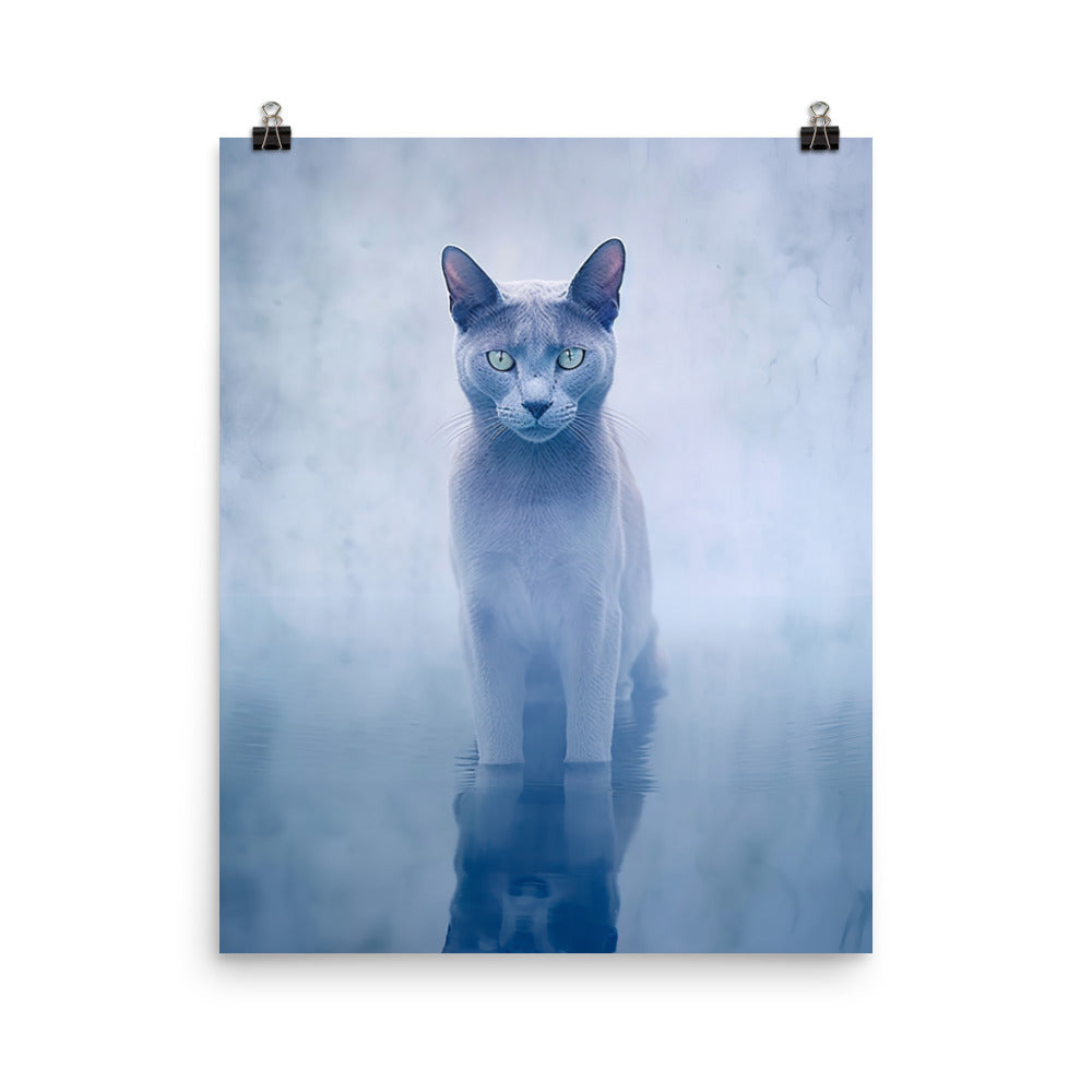 Mysterious World of Russian Blue Cat Photo paper poster - PosterfyAI.com