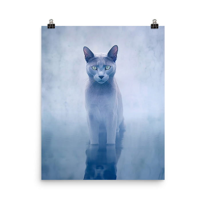 Mysterious World of Russian Blue Cat Photo paper poster - PosterfyAI.com