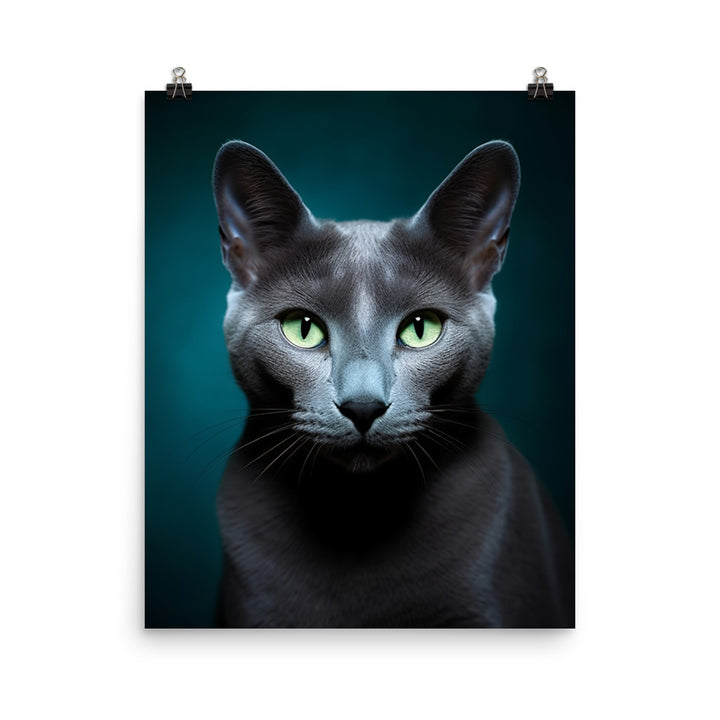 Charms of Russian Blue Cat Photo paper poster - PosterfyAI.com