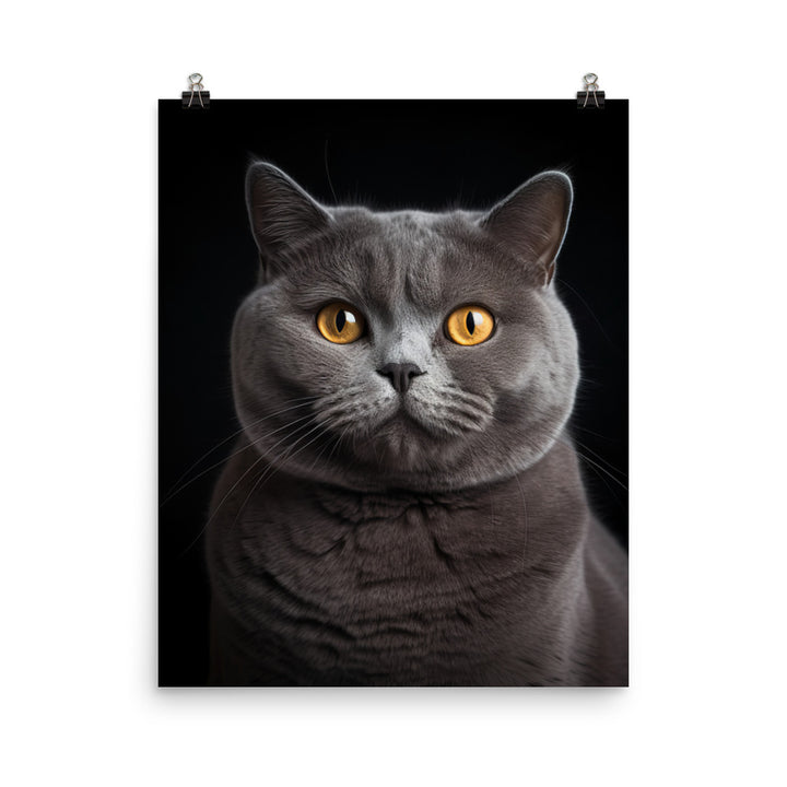 British Shorthair Cat in Portraits Photo paper poster - PosterfyAI.com