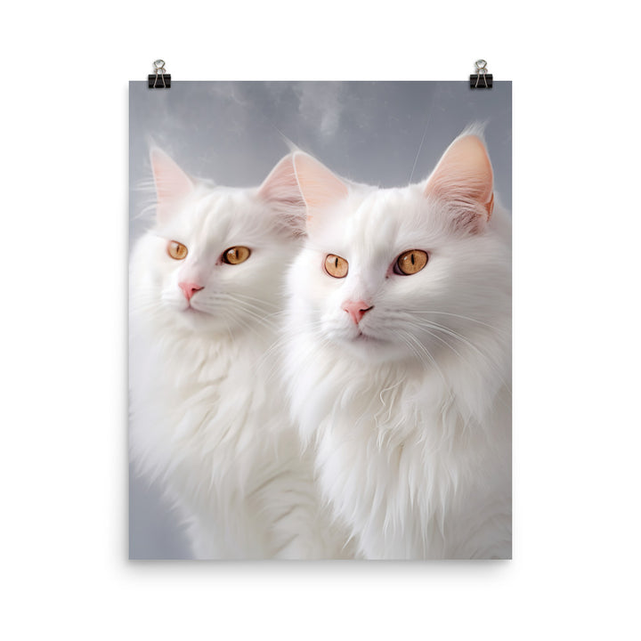 Turkish Van Cat in Winter Photo paper poster - PosterfyAI.com