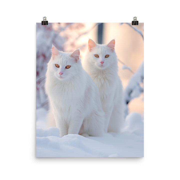 Turkish Van Cat in Winter Photo paper poster - PosterfyAI.com