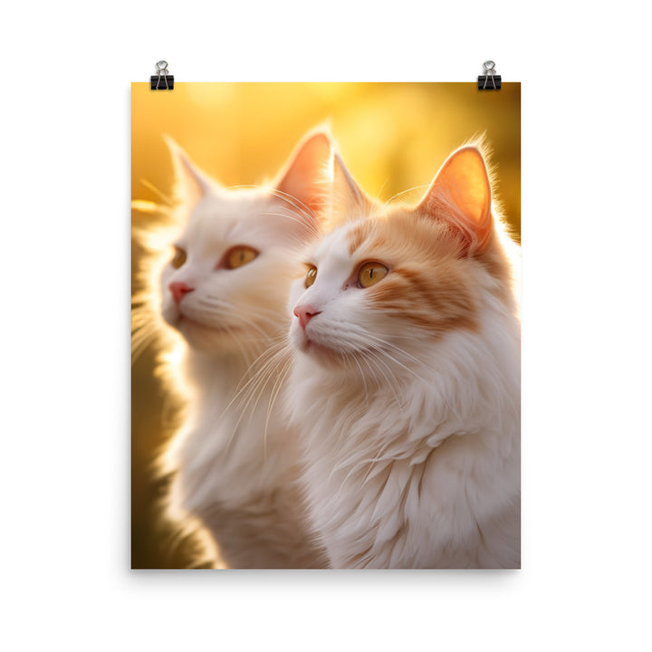 Turkish Van Cat Basking Photo paper poster - PosterfyAI.com