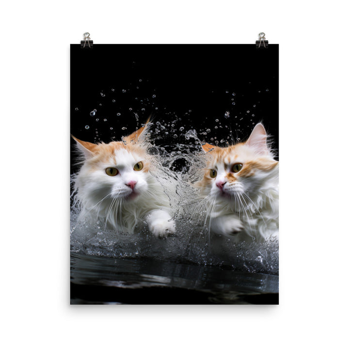 Graceful Turkish Van Cat Photo paper poster - PosterfyAI.com