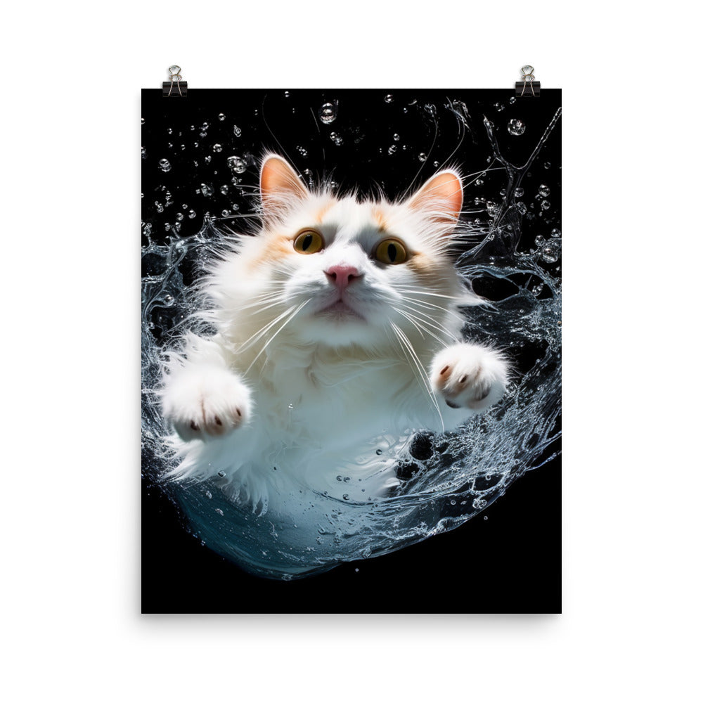 Graceful Turkish Van Cat Photo paper poster - PosterfyAI.com