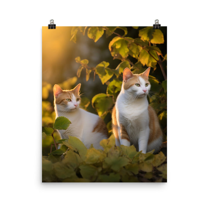 Japanese Bobtail Cat in Serene Outdoor Photo paper poster - PosterfyAI.com