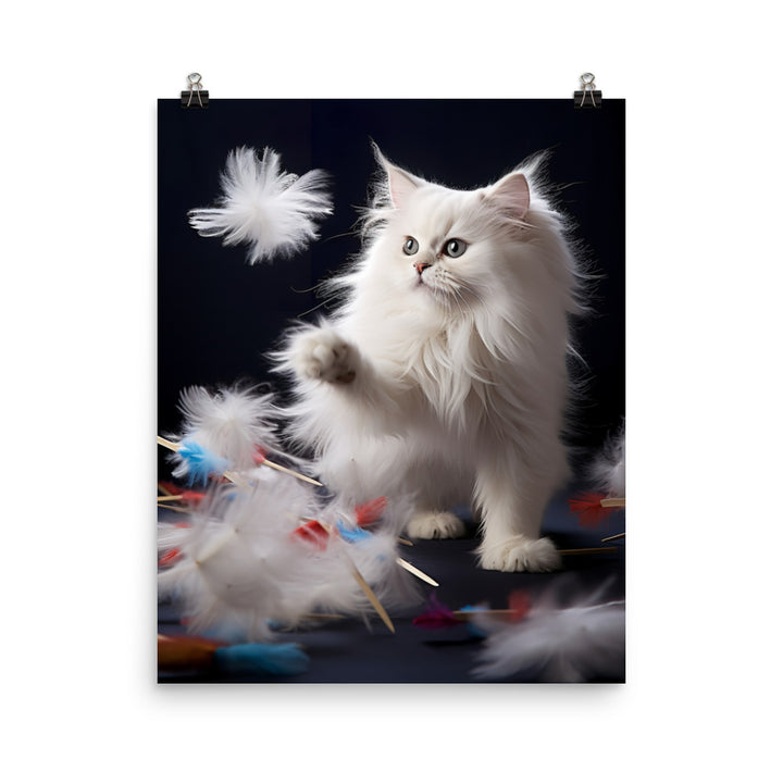 Persian Cat Playtime Photo paper poster - PosterfyAI.com