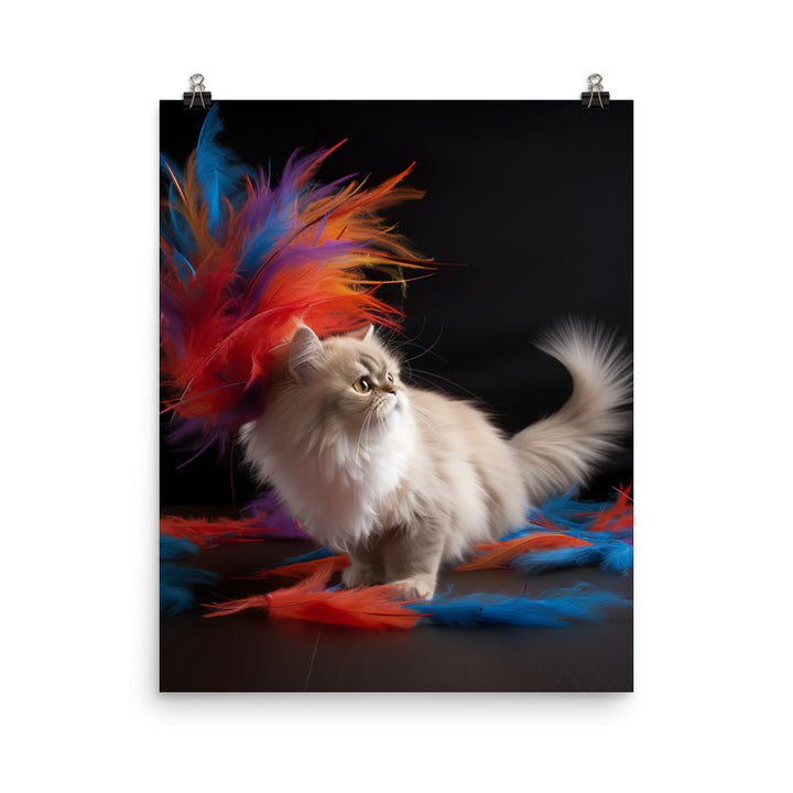 Persian Cat Playtime Photo paper poster - PosterfyAI.com