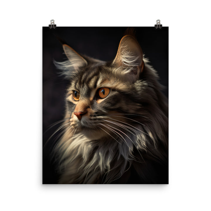 Majestic Maine Coon Portrait Photo paper poster - PosterfyAI.com