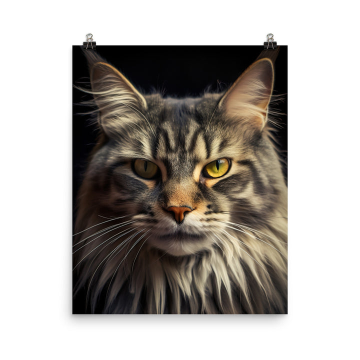 Majestic Maine Coon Portrait Photo paper poster - PosterfyAI.com