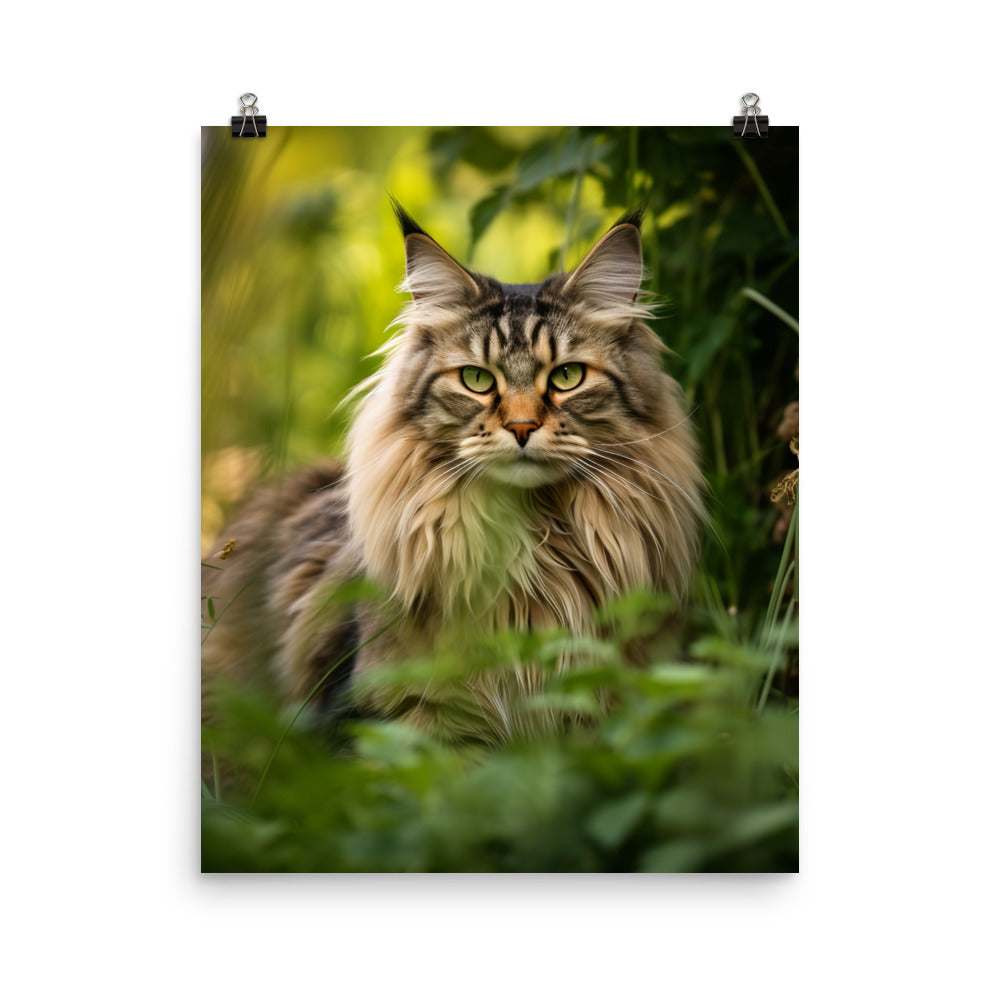 Maine Coon in Natural Habitat Photo paper poster - PosterfyAI.com