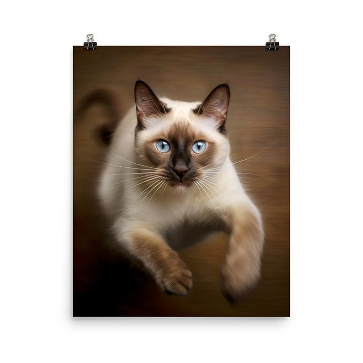 Graceful Siamese in Motion Photo paper poster - PosterfyAI.com