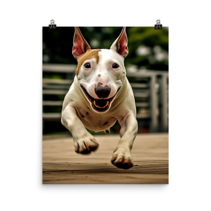 Bull Terrier at Play Photo paper poster - PosterfyAI.com