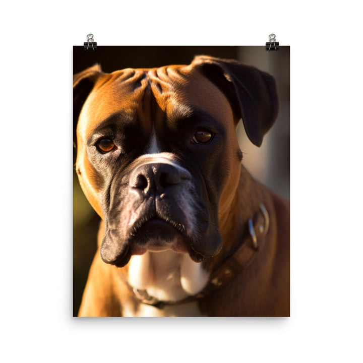 Boxer Portrait in Sunlight Photo paper poster - PosterfyAI.com