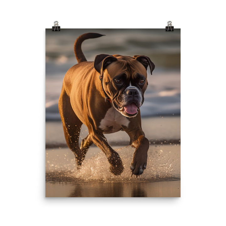 Boxer on the Beach Photo paper poster - PosterfyAI.com
