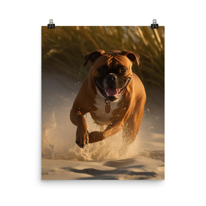 Boxer on the Beach Photo paper poster - PosterfyAI.com