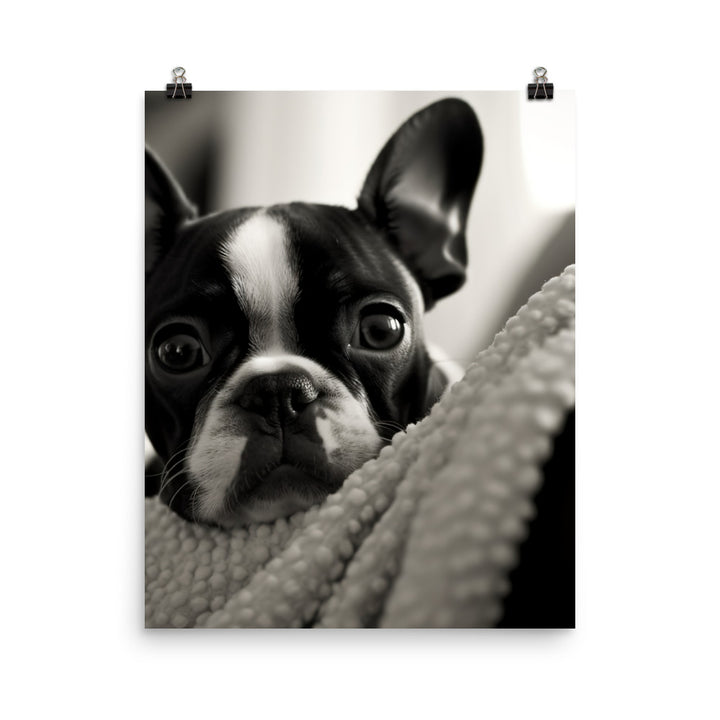 Boston Terrier Pup at Home Photo paper poster - PosterfyAI.com