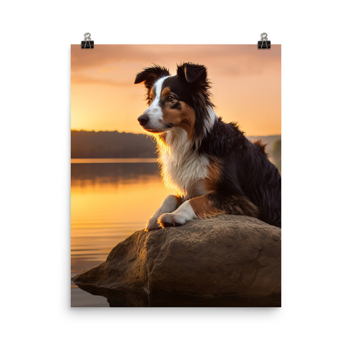 Border Collie at Sunset Photo paper poster - PosterfyAI.com