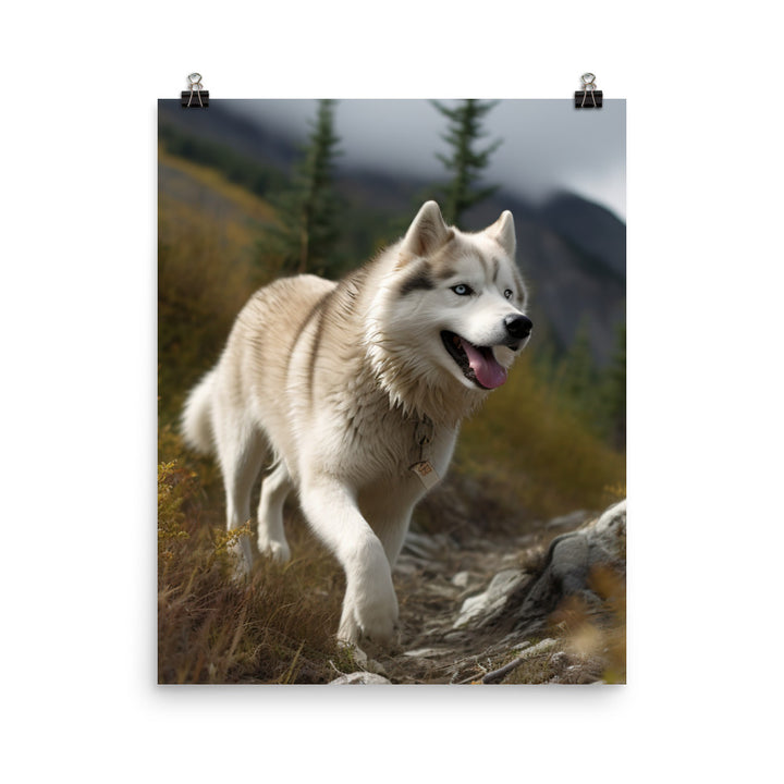 Alaskan Malamute on a Hike Photo paper poster - PosterfyAI.com