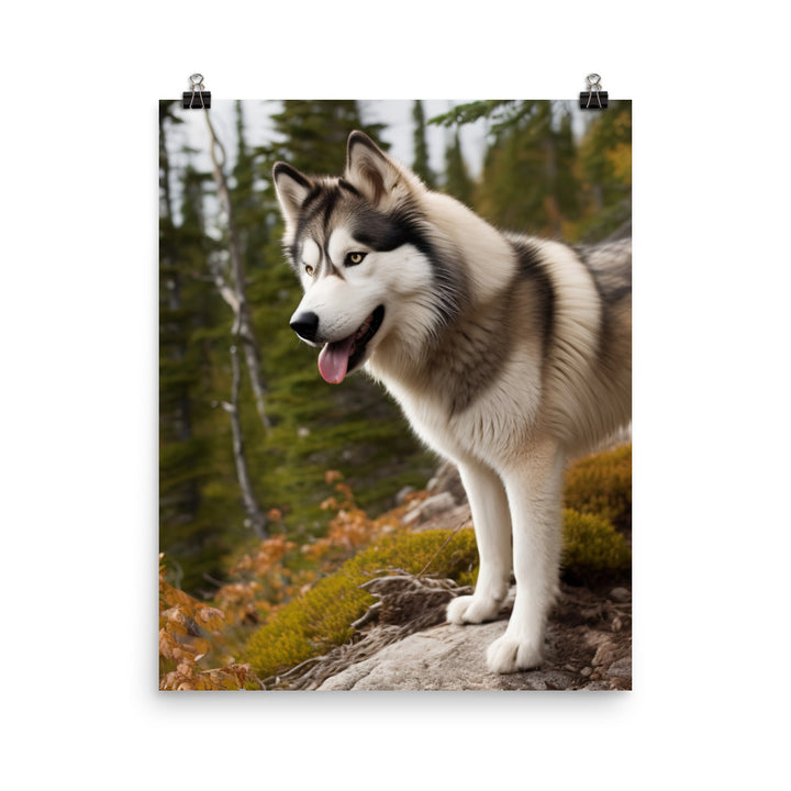 Alaskan Malamute on a Hike Photo paper poster - PosterfyAI.com