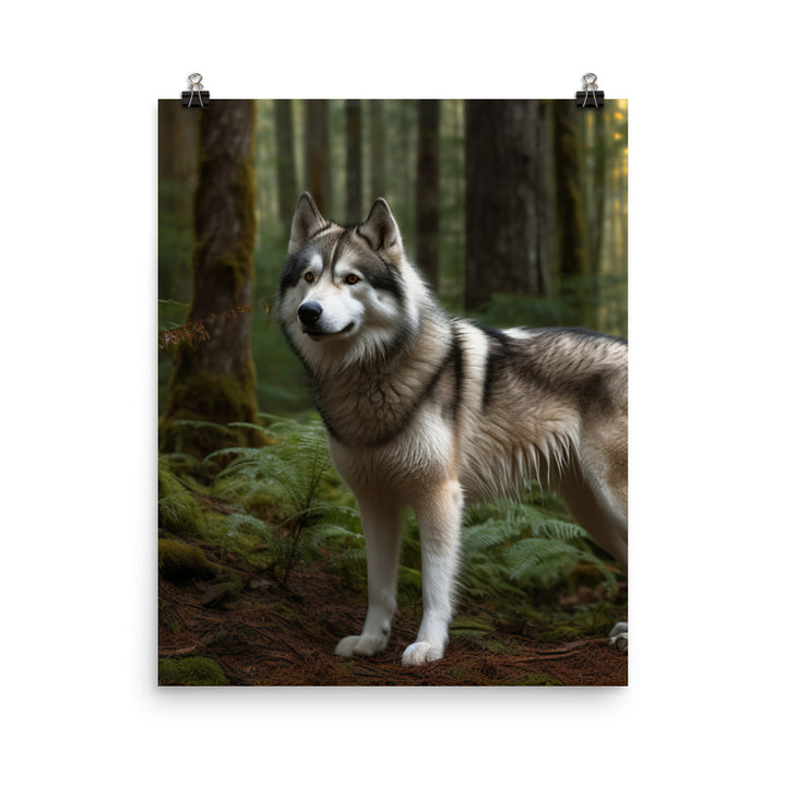 Alaskan Malamute in the Forest Photo paper poster - PosterfyAI.com