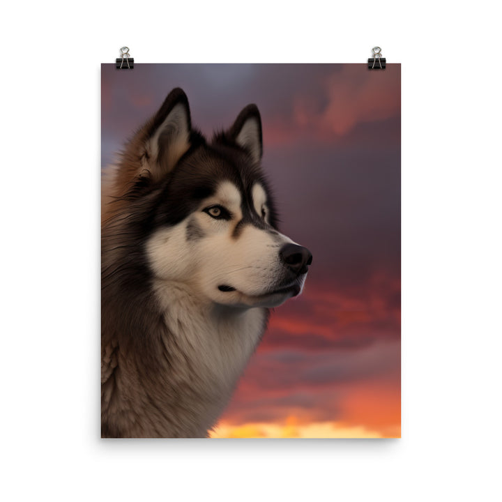 Alaskan Malamute at Sunset Photo paper poster - PosterfyAI.com