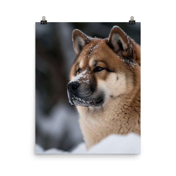 Akita in the Snow Photo paper poster - PosterfyAI.com